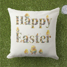 Happy Easter Decoratieve tekst Baby Chics Buitenkussen