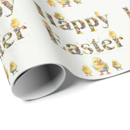 Happy Easter Decoratieve tekst Baby Chics Cadeaupapier