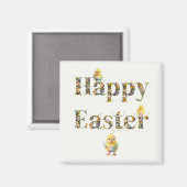 Happy Easter Decoratieve tekst Baby Chics Magneet (Voorkant / Achterkant)
