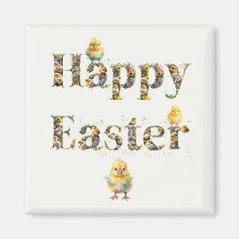 Happy Easter Decoratieve tekst Baby Chics Magneet