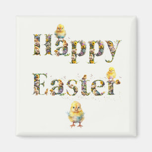 Happy Easter Decoratieve tekst Baby Chics Magneet