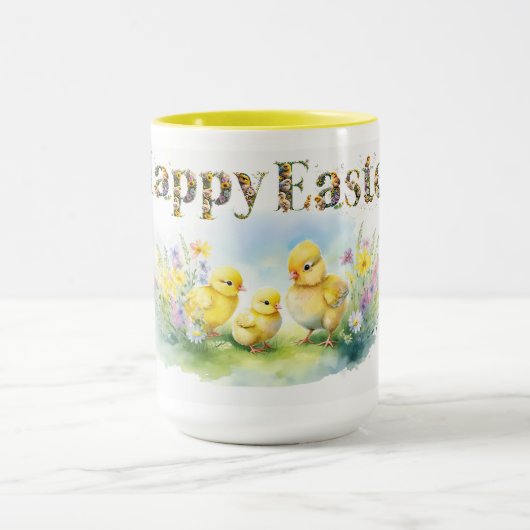 Happy Easter Decoratieve tekst Baby Chics Mok (Midden)
