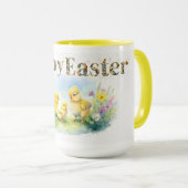 Happy Easter Decoratieve tekst Baby Chics Mok (Voorkant rechts)