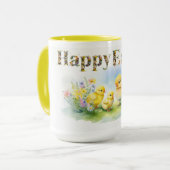 Happy Easter Decoratieve tekst Baby Chics Mok (Voorkant links)