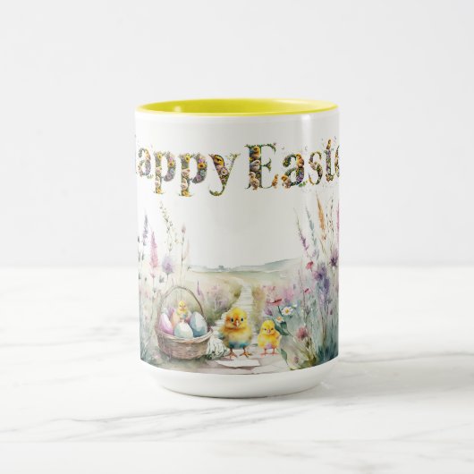Happy Easter Decoratieve tekst Baby Chics Mok (Midden)