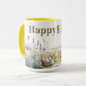 Happy Easter Decoratieve tekst Baby Chics Mok (Voorkant links)