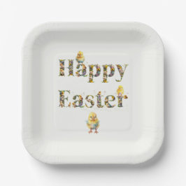 Happy Easter Decoratieve tekst Baby Chics Papieren Bordje