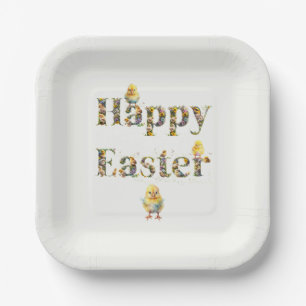 Happy Easter Decoratieve tekst Baby Chics Papieren Bordje