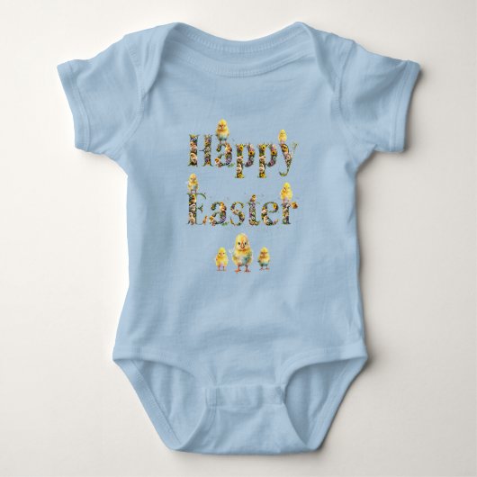 Happy Easter Decoratieve tekst Baby Chics Romper (Voorkant)