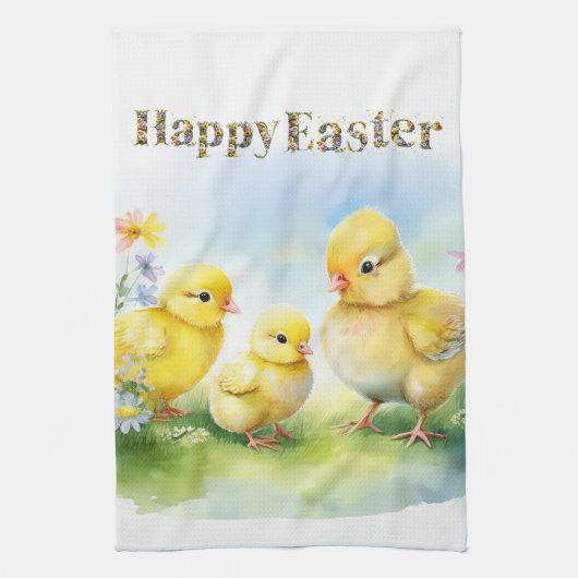 Happy Easter Decoratieve tekst Baby Chics Theedoek (Verticaal)