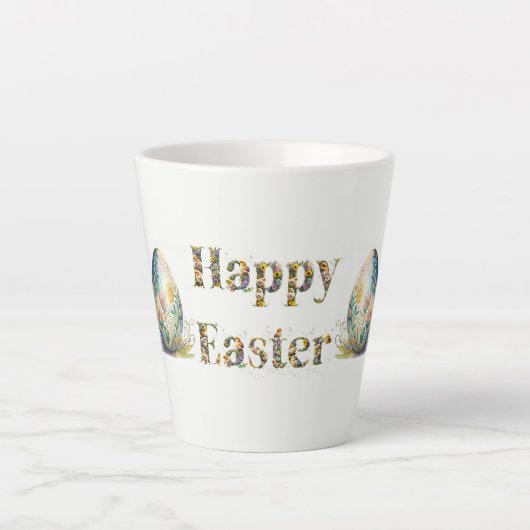 Happy Easter Decoratieve tekst Easter Egg Latte Mok (Voorkant)