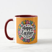 Happy Easter – Decorative Floral Frame - caneca Mok (Links)