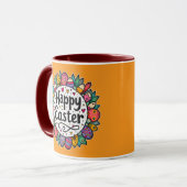 Happy Easter – Decorative Floral Frame - caneca Mok (Voorkant links)