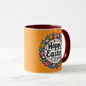 Happy Easter – Decorative Floral Frame - caneca Mok (Voorkant rechts)