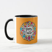 Happy Easter – Decorative Floral Wreath caneca Mok (Links)