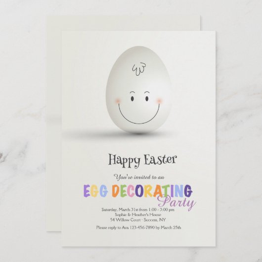 Happy Easter Decorting Party Invitation Kaart (Voorkant / Achterkant)