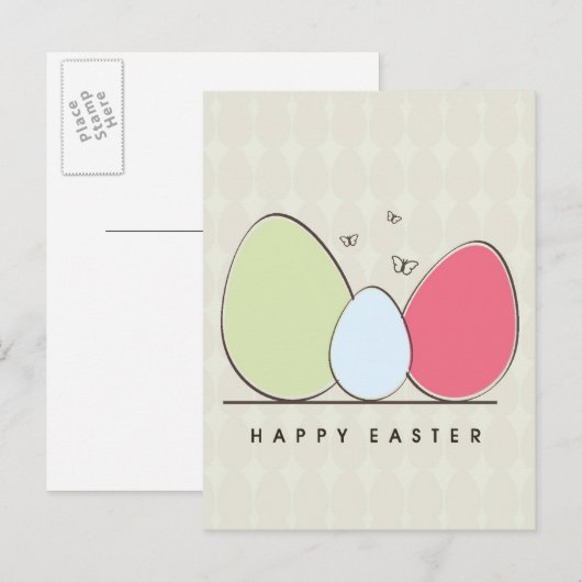 Happy Easter Design met kleurrijke eieren Feestdagenkaart (Voorkant / Achterkant)