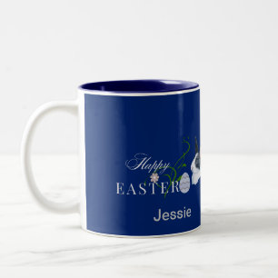 Happy Easter Design Two-Tone Coffee-Mok Tweekleurige Koffiemok