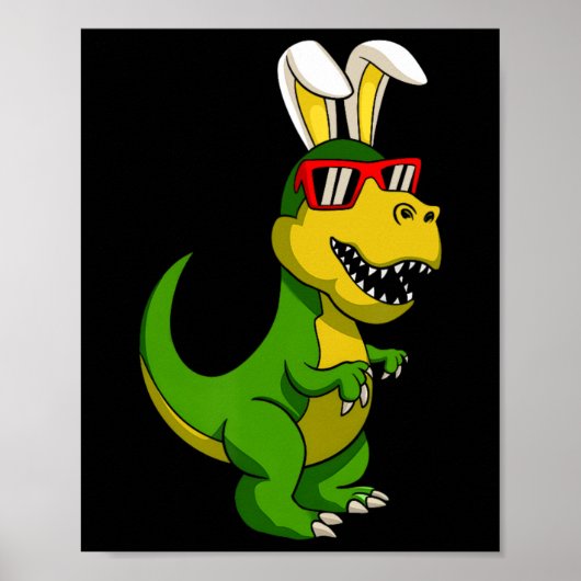 Happy Easter Dinosaur Bunny Ears Easter Boys Kinde Poster (Voorkant)