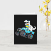 Happy Easter Dinosaur Riding Monster Truck T Rex B Kaart (Gele Bloem)