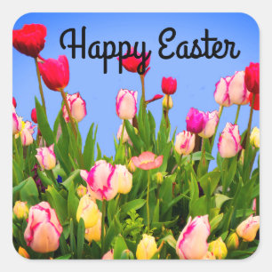 Happy Easter diverse Tulips #3 Sticker