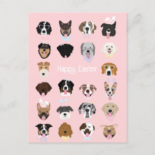 Happy Easter Dog Face Pattern Briefkaart