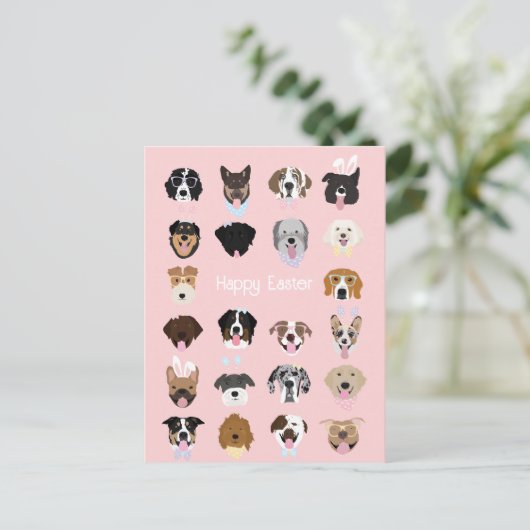 Happy Easter Dog Face Pattern Briefkaart (Staand voorkant)