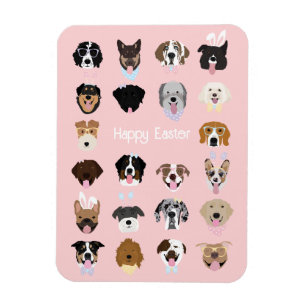 Happy Easter Dog Face Pattern Magneet