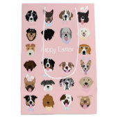 Happy Easter Dog Face Pattern Medium Cadeauzakje (Achterkant)