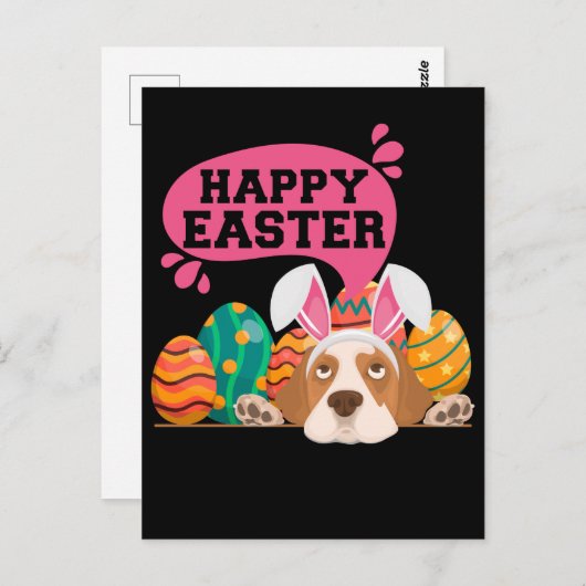 Happy Easter Dog Funny Dogs Bunny Briefkaart (Voorkant / Achterkant)
