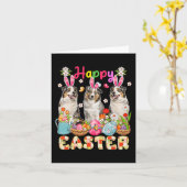 Happy Easter Drie Schattigee Bunny Australian Shep Kaart (Gele Bloem)