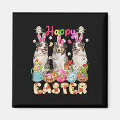Happy Easter Drie Schattigee Bunny Australian Shep Magneet (Voorkant)