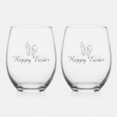 Happy Easter Drinkware Set - Stemloos wijnglas Wijnglas Zonder Voet (Achterkant)
