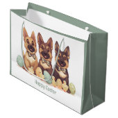 Happy Easter Duitse herdershonden Groot Cadeauzakje (Voorkant Gekanteld)
