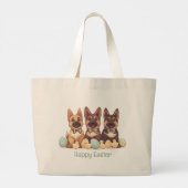 Happy Easter Duitse herdershonden Grote Tote Bag (Achterkant)