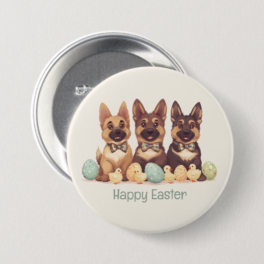 Happy Easter Duitse herdershonden Ronde Button 7,6 Cm (Voorkant /achterkant)