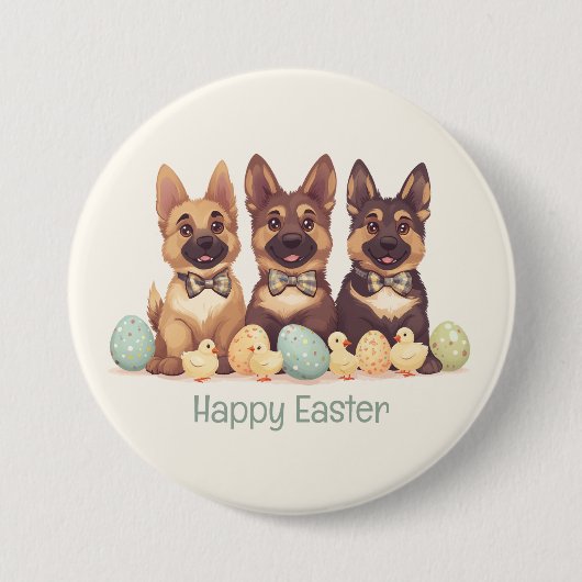Happy Easter Duitse herdershonden Ronde Button 7,6 Cm (Voorkant)
