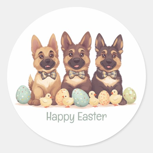 Happy Easter Duitse herdershonden Ronde Sticker (Voorkant)
