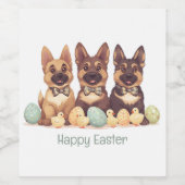Happy Easter Duitse herdershonden Wijn Etiket (Enkel label)