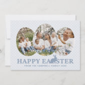 Happy Easter Dusty Blue Rabbit Custom Foto Eieren Feestdagenkaart (Voorkant)
