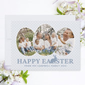 Happy Easter Dusty Blue Rabbit Custom Foto Eieren Feestdagenkaart