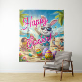 Happy Easter Easter Bunny on Beach Tapestry Wandkleed (In situ)