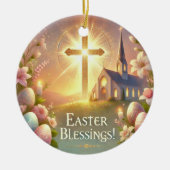 Happy Easter: een dag van liefde en lachen Keramisch Ornament (Voorkant)