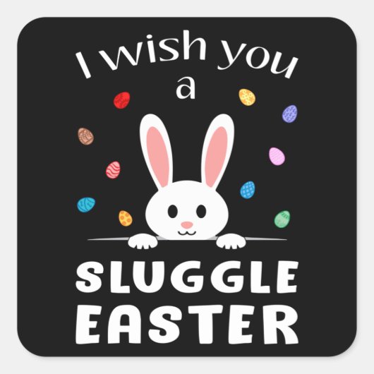Happy Easter Egg Animal Bunny Easter Funny Gift Vierkante Sticker (Voorkant)