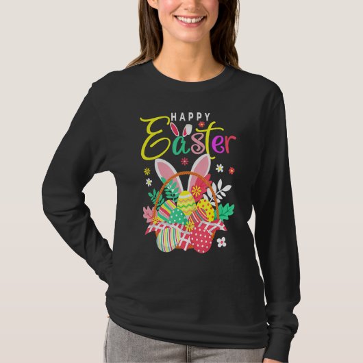 Happy Easter Egg Basket Bunny Ears 2 T-shirt (Voorkant)