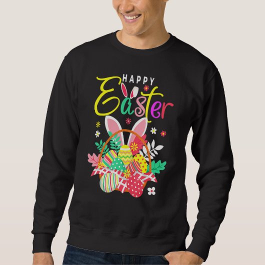 Happy Easter Egg Basket Bunny Ears Trui (Voorkant)