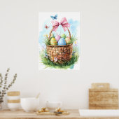 Happy Easter Egg Basket Holiday Poster (Keuken)