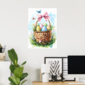 Happy Easter Egg Basket Holiday Poster (Thuiskantoor)