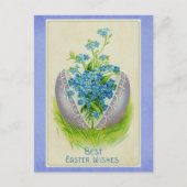  Happy Easter Egg Blue Floral Briefkaart (Voorkant)