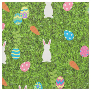 happy Easter Egg Bunny rabbit kawaii grass Stof